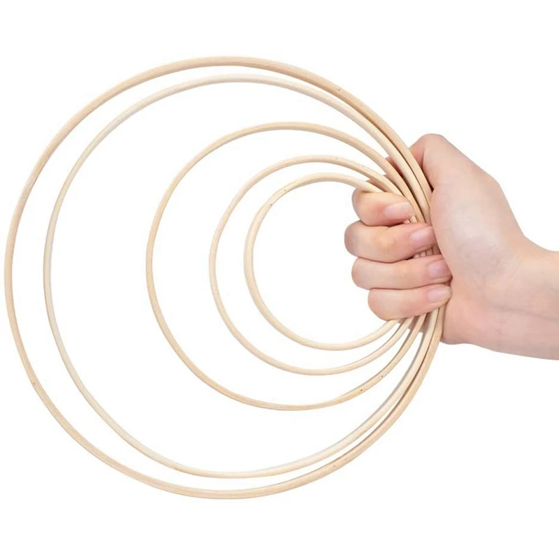 40Pcs Dream Catcher Hoops 5 Different Sizes Wooden Bamboo Circle Ring For DIY Wedding Wreath Crafts Making | Дом и сад