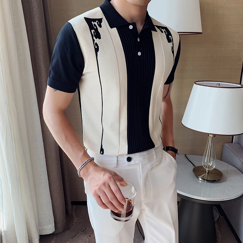 Модная футболка поло Для мужчин лето 2021 новый короткий рукав вязаный рубашки Slim