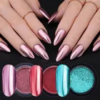 Розовое золото пузырчатая зеркальная пудра металлик блеск для ногтей Переливающаяся хромированная пыль сверкающие хлопья пигмент маникюр Дизайн ногтей Декор