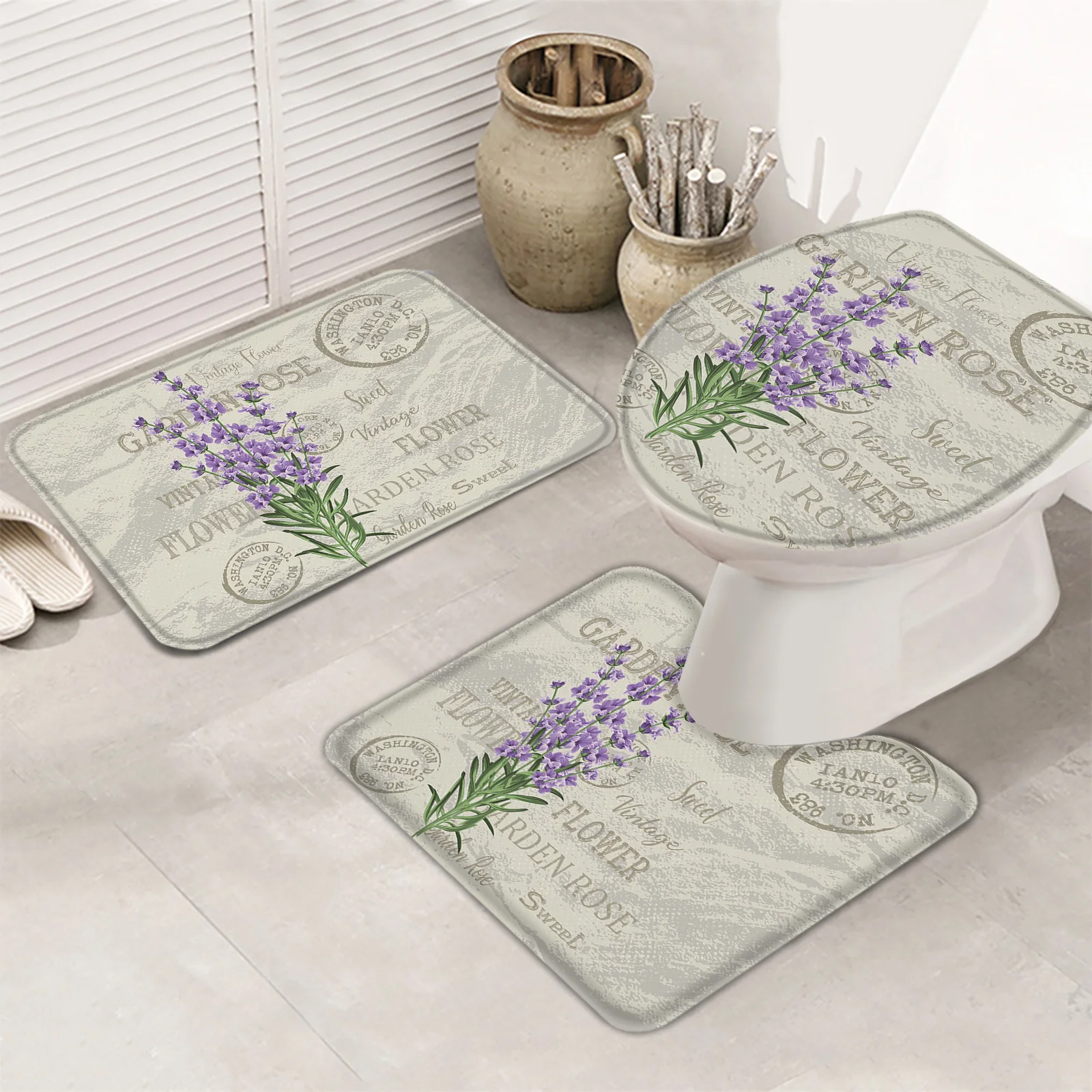 Фиолетовых цветов лаванды для Винтаж Почтовые открытки коврик ванной комнаты