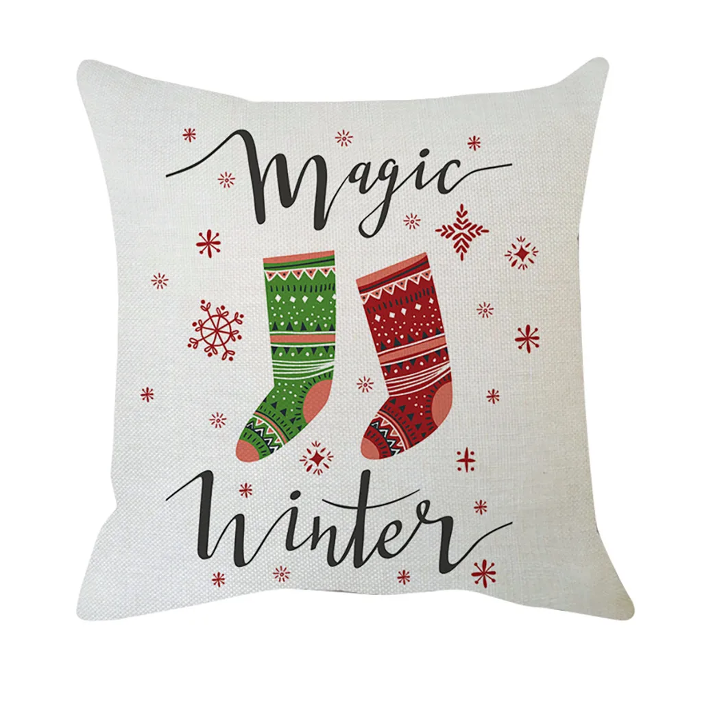 Рождественские хлопковые Льняные Наволочки с принтом наволочки для подушек