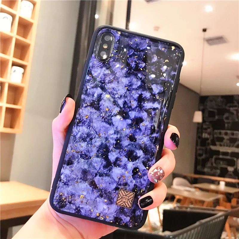 Мраморный чехол для телефона с золотой фольгой для iPhone 11 Pro XS Max XR X 7 8 6 6s Plus, мягкий силиконовый чехол с блестками для iPhone X