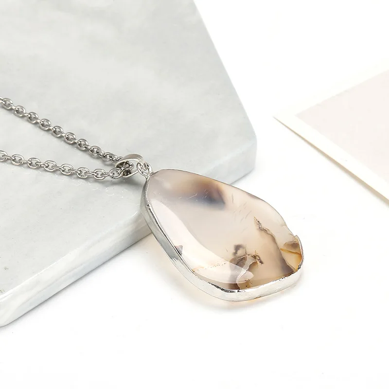 JD натуральный Океанский Агат свободной формы кулон уникальные ювелирные изделия