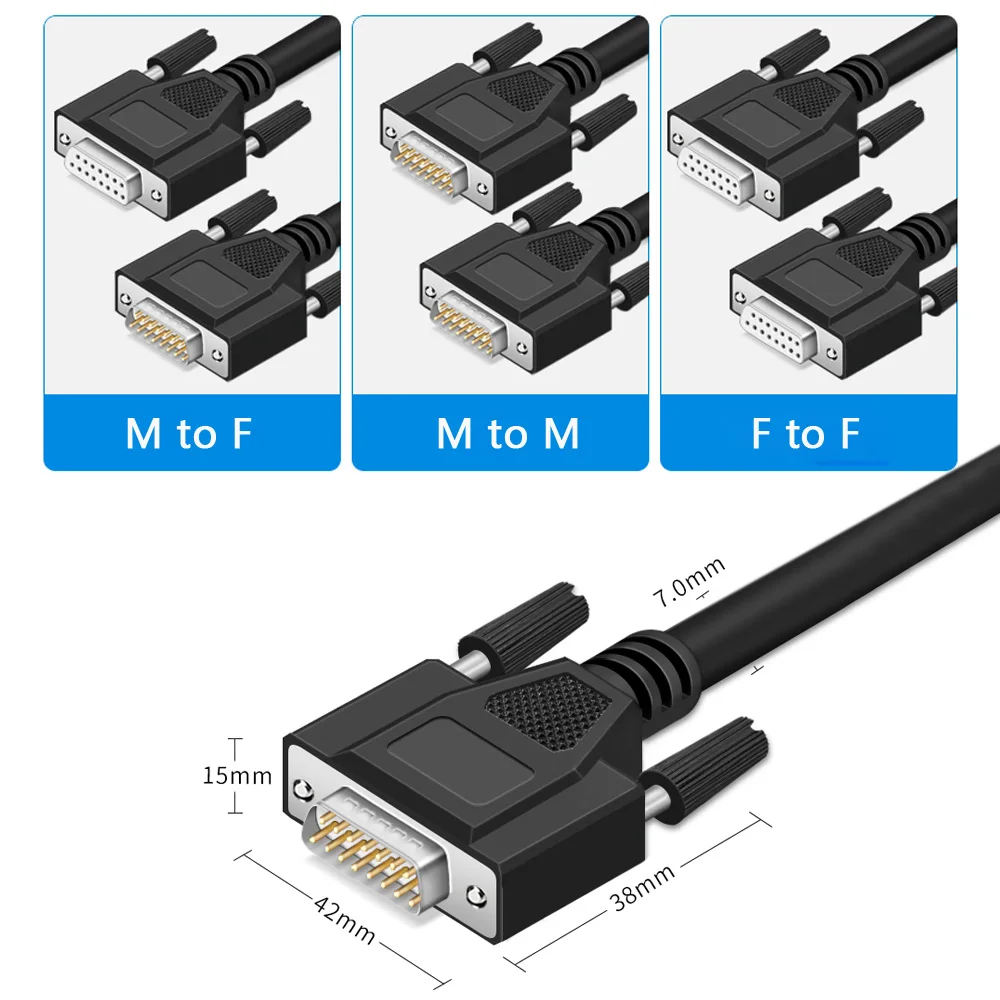 MOWU DB15 два ряда 15-контактный 15P DB 15 штекер-штекер гнездо-гнездо последовательное