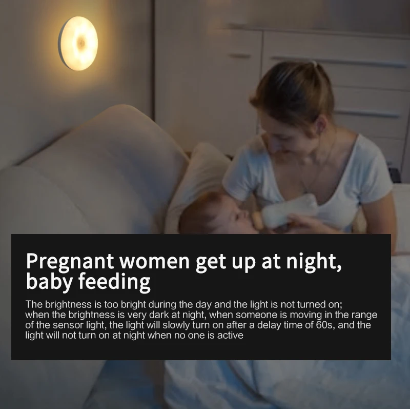 

USB Sensor Night Light Bedside Bedroom Closet Bathroom Sensor Night Light Cold Light Warm Light Sensor Night LAMP