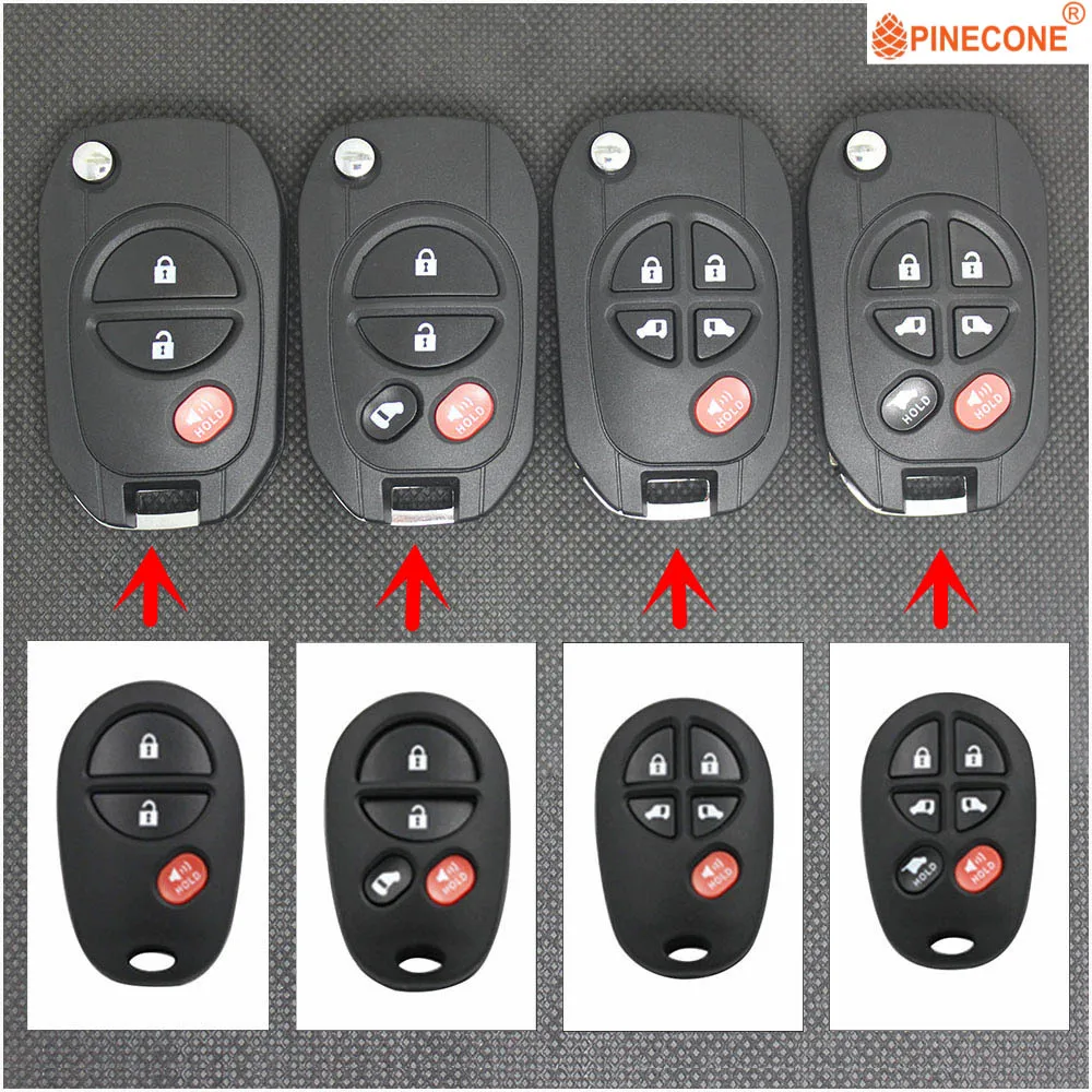 

PINECONE Key Shell For TOYOTA SEQUOIA HIGHLANDER SIENNA TACOMA TUNDRA GQ43VT20T Key TOY43 Blade Flip Folding Car Key Fob Case