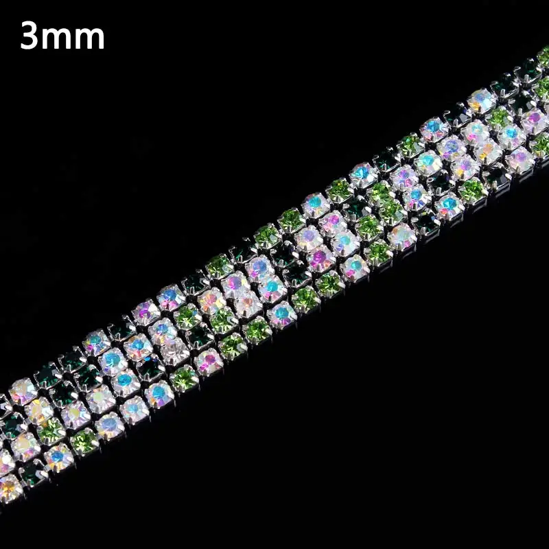 Стразы шириной 3 мм швейная цепочка со стразами для шитья рукоделия с серебряным