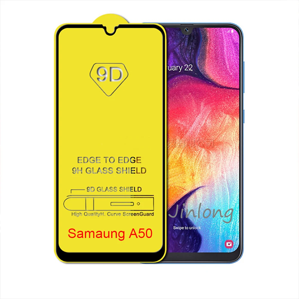 9D закаленное стекло для samsung Galaxy A50 полный клей полное покрытие экрана Защитное