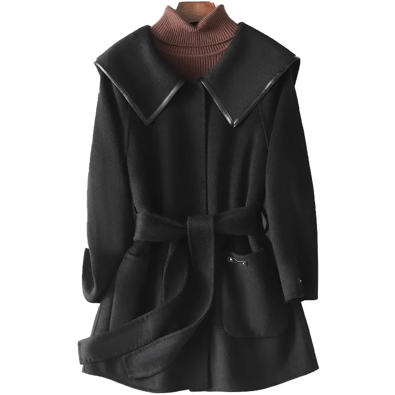 

Женское длинное пальто из смешанной шерсти, осенне-зимняя верхняя одежда, костюм LF21039HH