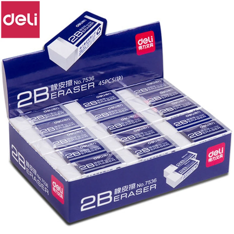 

10PCS DELI eraser 7536 2B eraser clean without leaving any trace wholesale student supplies eraser