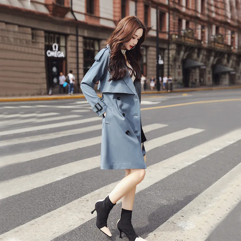 Женский Повседневный тренчкот с поясом длинная свободная верхняя одежда