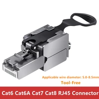 10pc rj45 connector cat6 cat6a cat7 cat8 connector for internet network cables copper shield free tool crimp rj45 ethernet cable