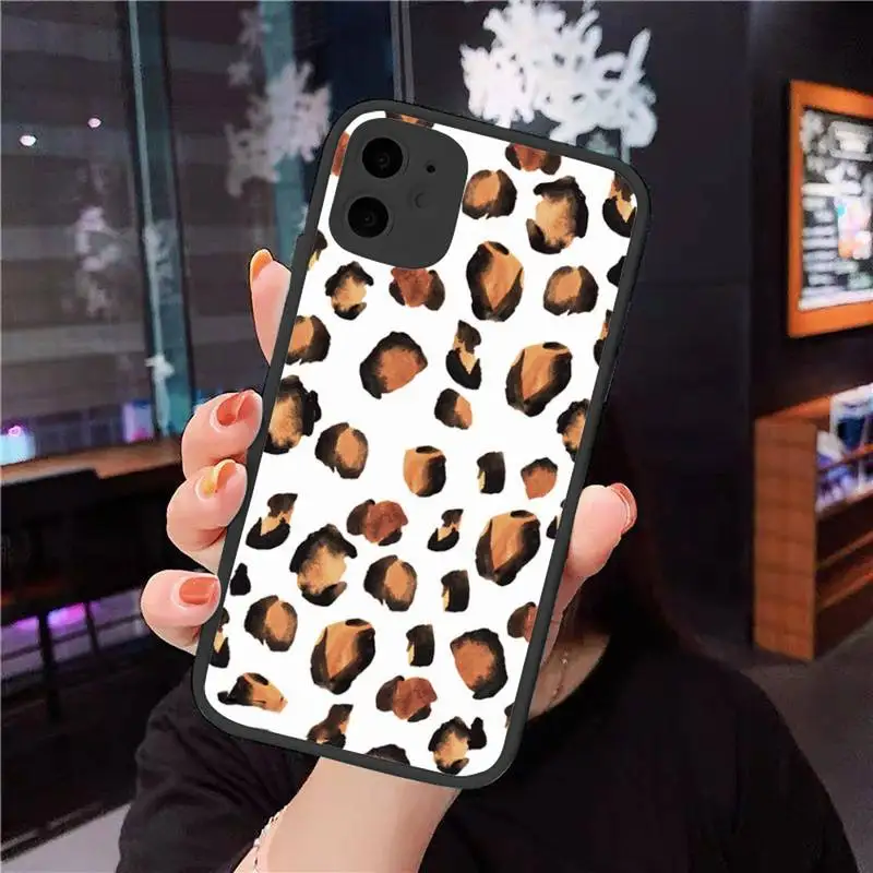 

Leopard luxury sexy Phone Case For iphone 12 11 8 7 plus mini x xs xr pro max matte transparent cover