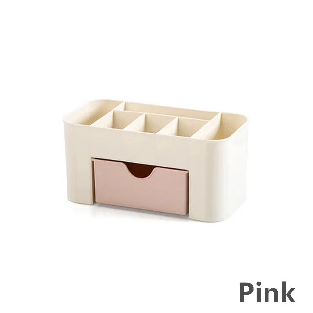 Pink C Органайзер для макияжа, пластиковая коробка для хранения, контейнер для украшений, чехол для макияжа, органайзер для косметики, Офисная коробка, органайзер для макияжа - Цвет: Pink C