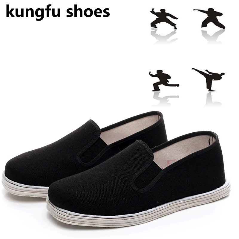 High Quality Black Cotton Shoes Bruce Lee Vintage Chinese Kung Fu shoes Wing Chun Tai Chi Slipper Martial Art Pure Cotton Shoes