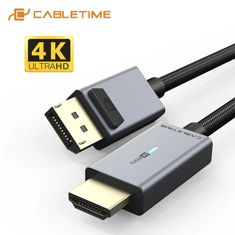 Кабель CABLETIME DisplayPort HDMI 4K/HD hdmi кабель DP 1080P/4K 60 Гц конвертер 1 2 для проектора HDTV