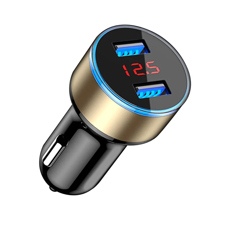 Gold Универсальное автомобильное зарядное устройство с двумя USB, 5 В, 3,1 А, мини зарядное устройство, быстрая зарядка, светодиодный, для мобильного телефона, смартфона Xiaomi, samsung, iPhone X - Тип штекера: Gold