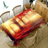 3d maple leaf landscape sunset forest tablecloth dustproof thicken cotton rectangularround table cloth for wedding picnic party