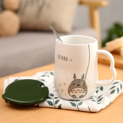 Мультфильм Тоторо кошка керамические s кофейные кружки с ложкой и крышкой Молоко