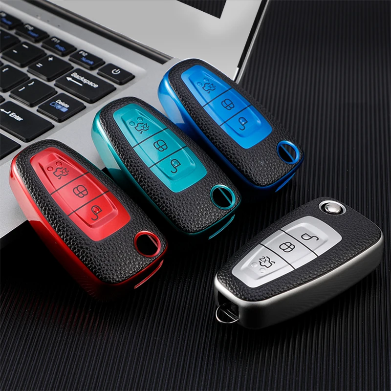 

TPU Leather Car Smart Key Full Cover Case Fob Shell For Ford Focus 2 3 4 MK2 MK3 MK4 Mondeo Galaxy Fiesta Kuga Escape Ecosport