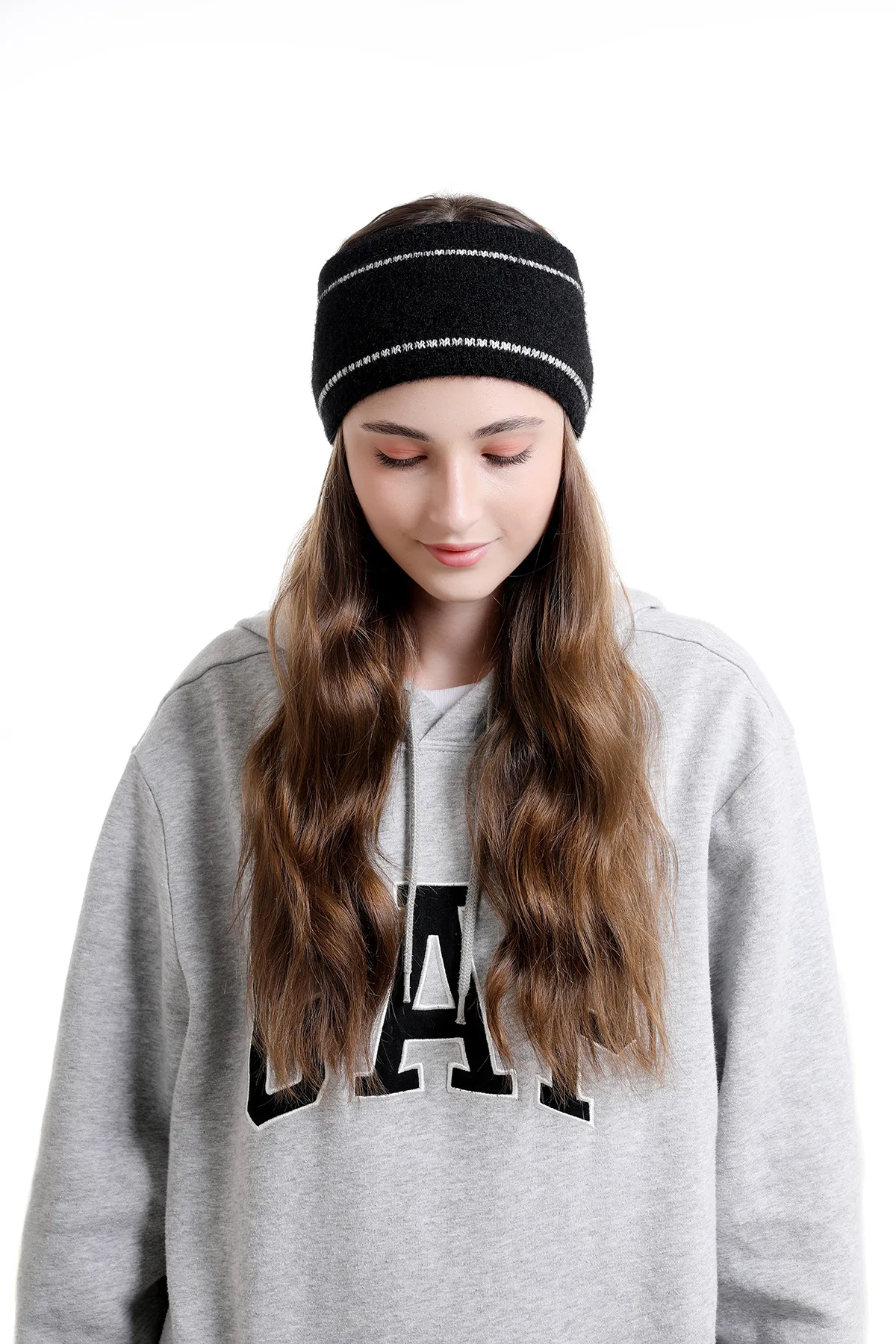 Вязаная повязка на голову из меха норки хиджаб шарф теплая акриловая шаль