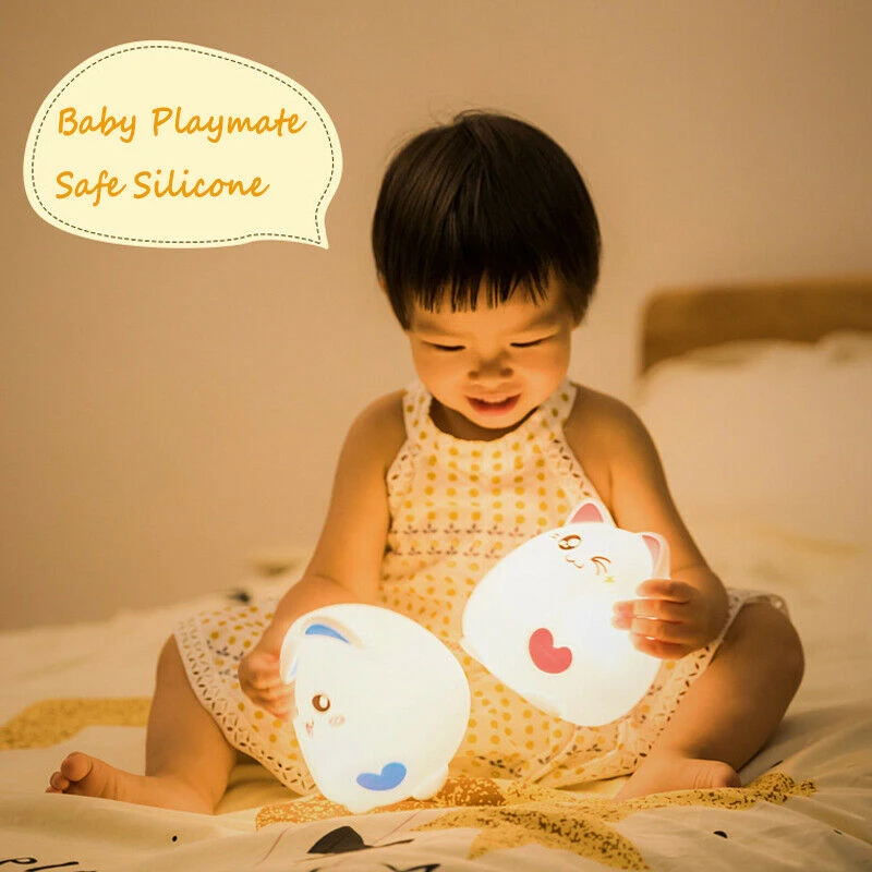 Силиконовый ночник в виде кошки с USB зарядкой мультяшный светодиодный светильник