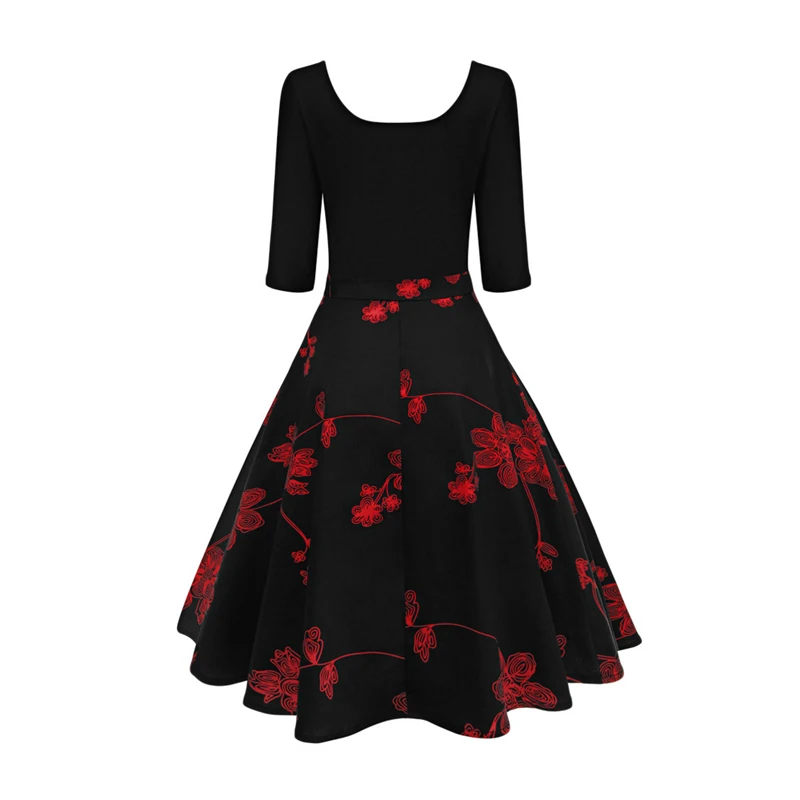 MISSJOY/осень 2019 г. Вечерние женские платья рокабилли короткий О-образный вырез с