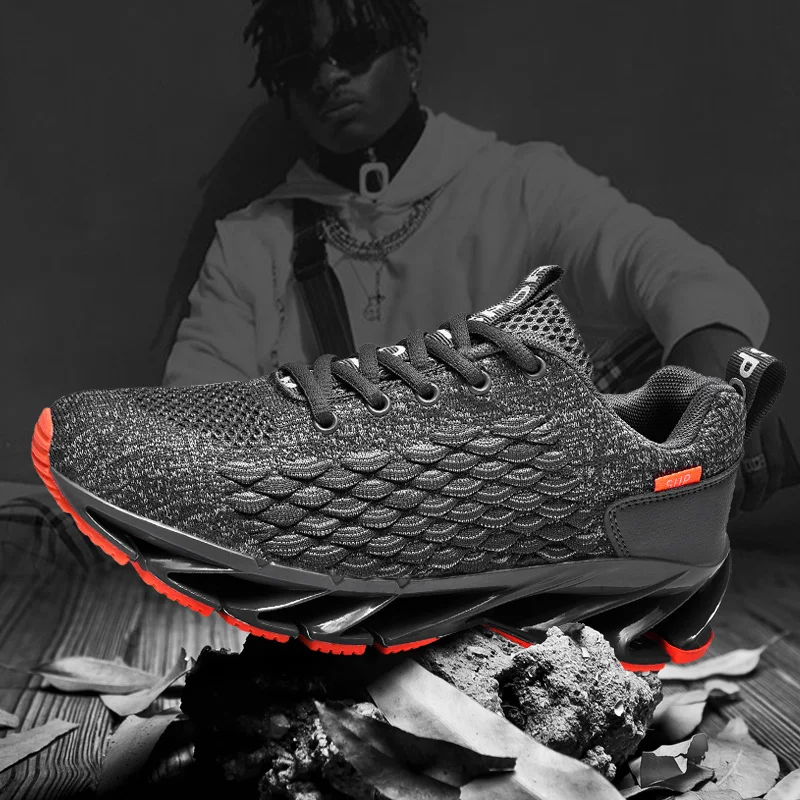 JIEMIAO Classic Style Blade Sole Men Sneakers Breathable Comfortable Running Shoes Outdoor Fitness Training Sports Casual Shoes