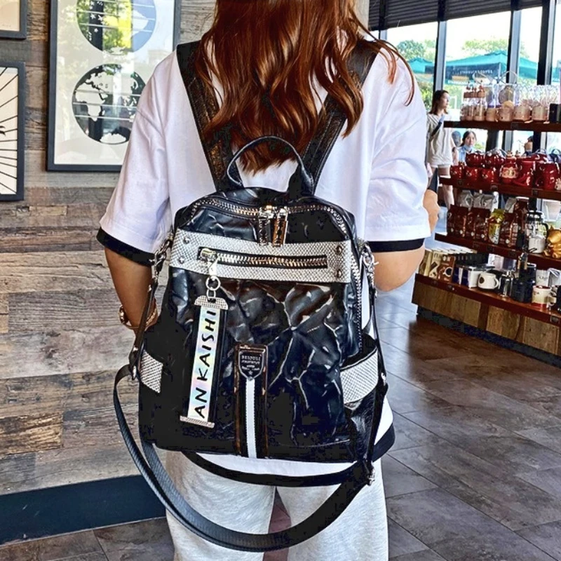 

Женский кожаный рюкзак, дизайнерский рюкзак, черная сумка через плечо, 2021