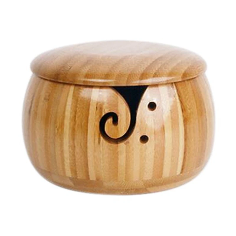 

Yarn Bowl Handmade Crafted Bamboo Yarn Bowl with Removable Lid for Knitting and Crocheting,for Mom and Grandmother