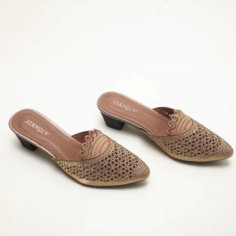 Шлепанцы женские с острым носком на высоком каблуке | Обувь