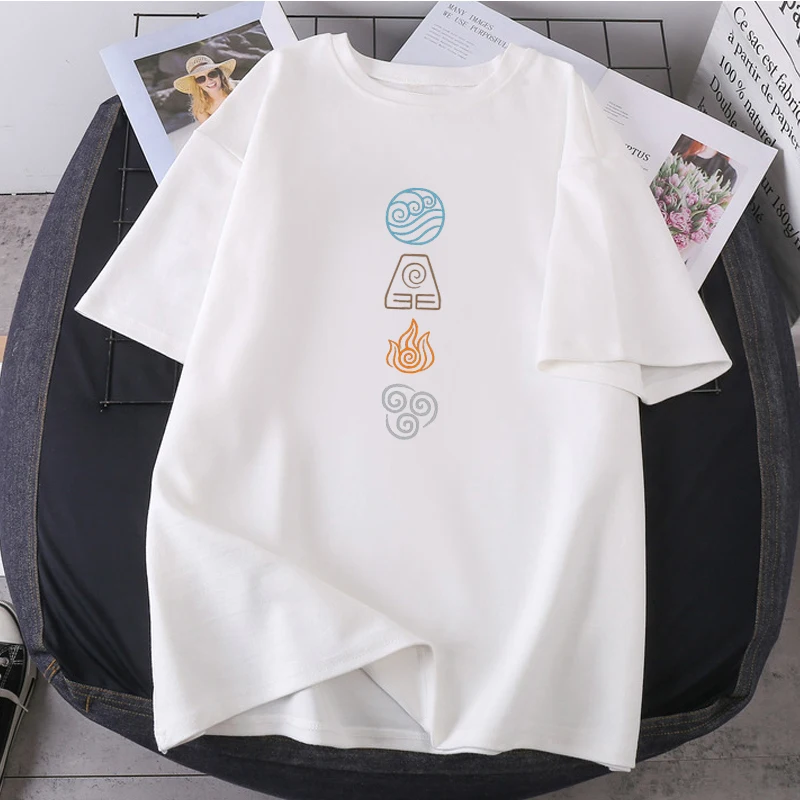 

Fashion Printing Summer Casual Tops Tees Avatar The Last Airbender Cartoon Woman T-shirts 2021 New Clothing Round Neck Camisetas