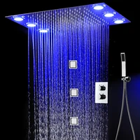 thermostatic shower faucets big rainfall electric led showerhead body jets wall massage 4 inch bathroom kit hot