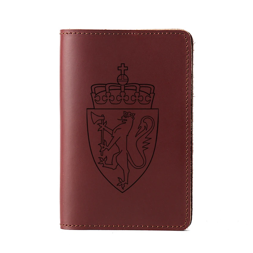

Norway passport Holder purse Card holder Personalised Engrave name travel wallet case Genuine leather Norway Passport Cover