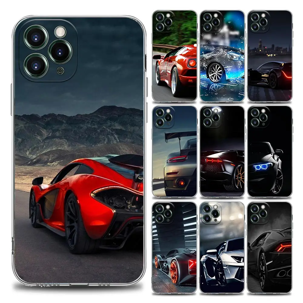 

The Sports Cars Transparent Phone Case for iPhone 11 12 13 Pro Max 7 8 SE XR XS Max 5 5s 6 6s Plus Soft Silicon TPU