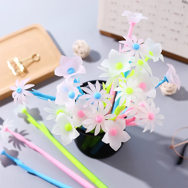

10 Pcs Cute Gel Pen Mixed Style Flower Pens Stationery Creative Gift Office School Supply Signing Pen Black Ink