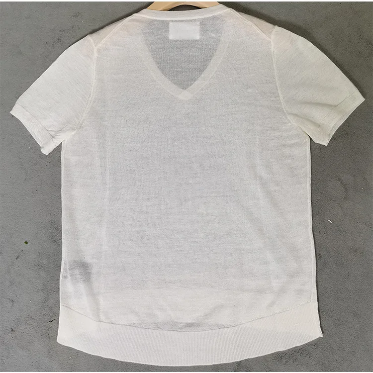 

Women Sweater 2021 Spring and Summer New Women's V-neck Solid Color Short-sleeved Shirt or Knitted Sweater