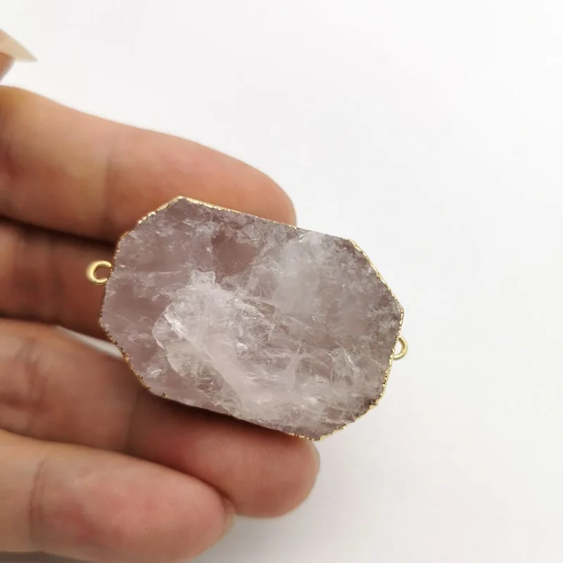 Уникальный 1 шт. розовый кристалл золотого цвета неправильной формы овальный