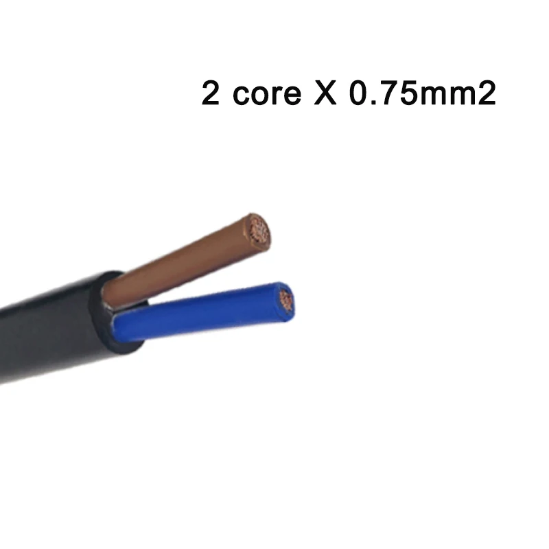 2core X 0.75mm2 10 м резиновый мягкий кабель 18 AWG 0,75 мм2 силовой провод 2/3 жилы контакты медный провод проводник Электрический YZW кабель черный - Цвет: 2core X 0.75mm2