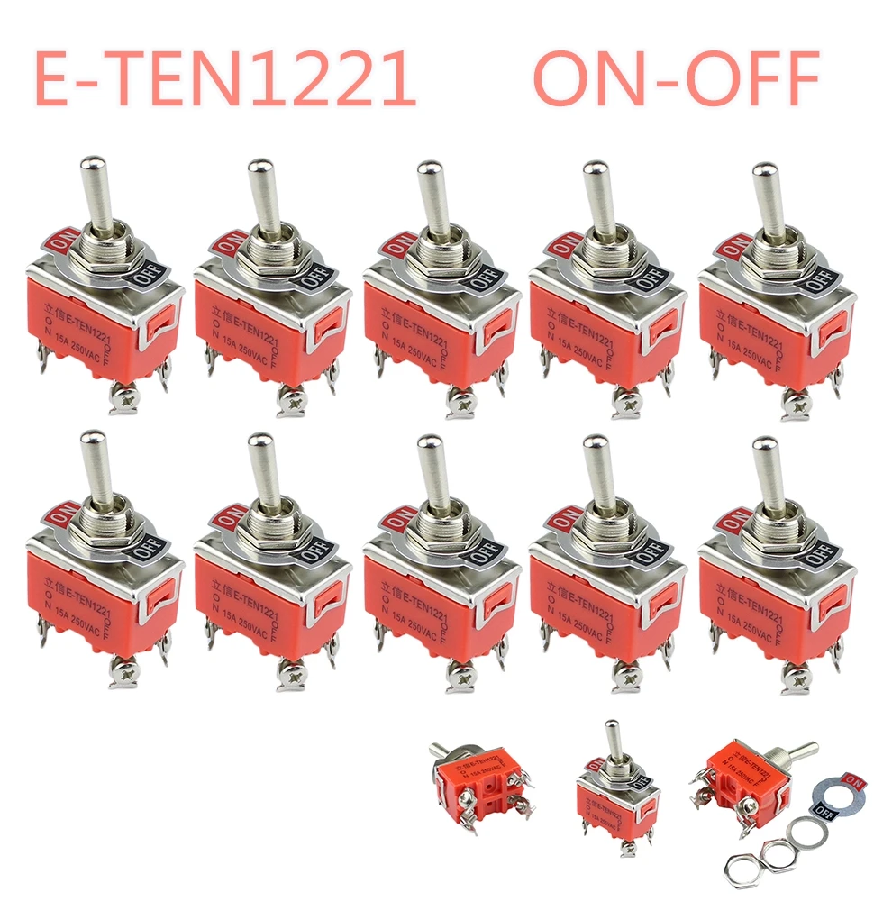 1 шт. E-TEN1221 15A 250VAC 4PIN ON-OFF рычажный переключатель, клавишный переключатель питания, микропереключатель, оранжевый