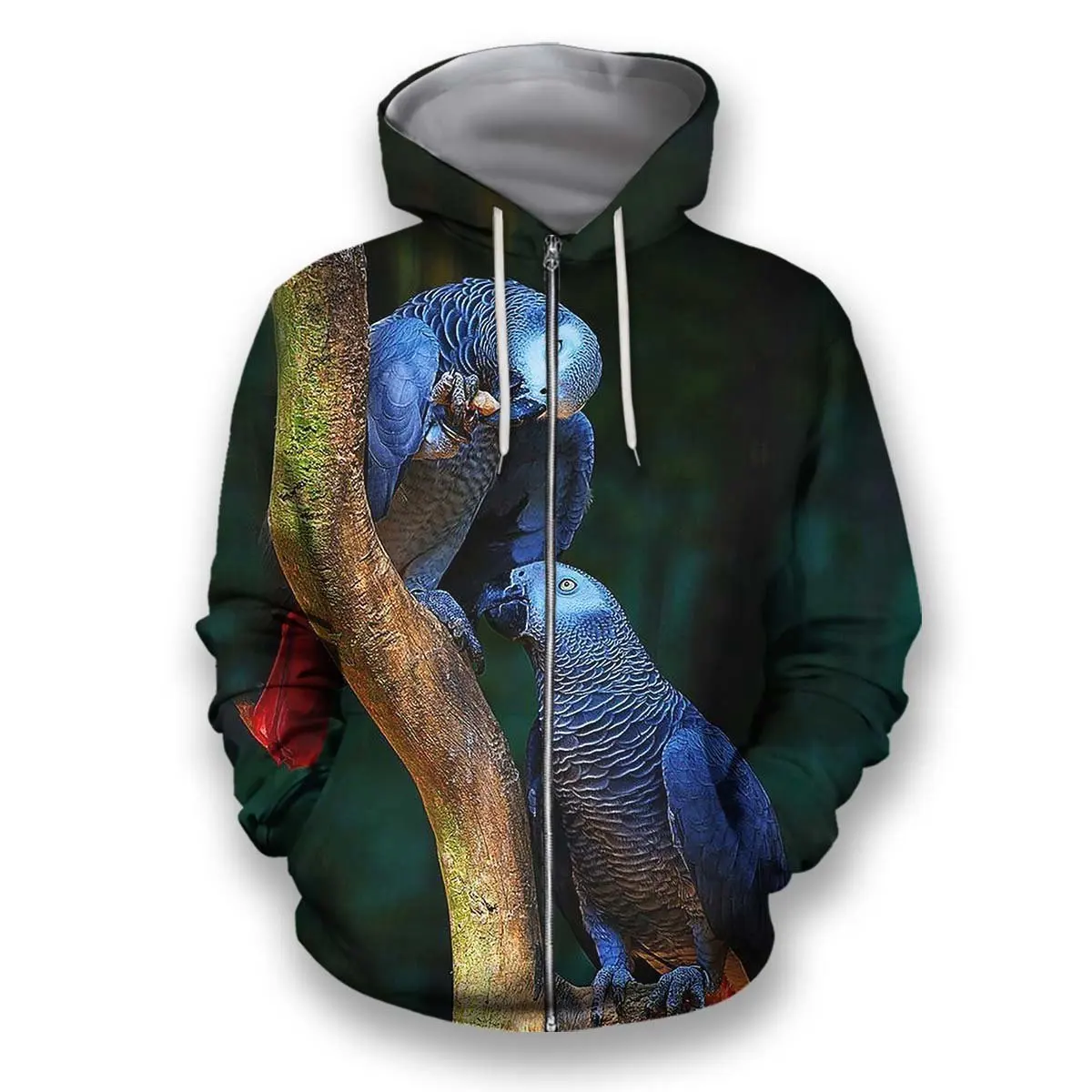 Мужская Осенняя толстовка с капюшоном на молнии 3D-принтом животных любящего