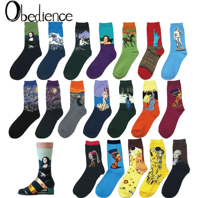 Классические ретро абстрактная картина маслом Искусство хлопковые носки