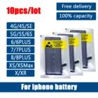 10 шт.лот 0 цикл печати Oem мобильный телефон аккумулятор для iPhone 4 4S 5 5S 5C SE 6 6S 7 8 Plus X XR XS Max