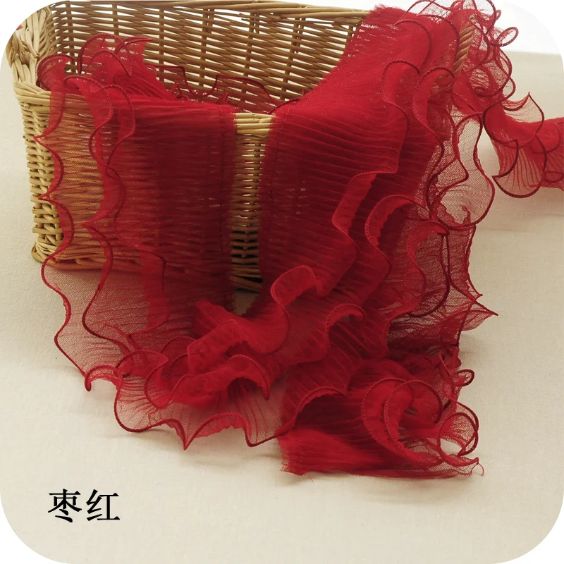 Трехслойная плиссированная сетчатая кружевная лента с оборками сделай сам