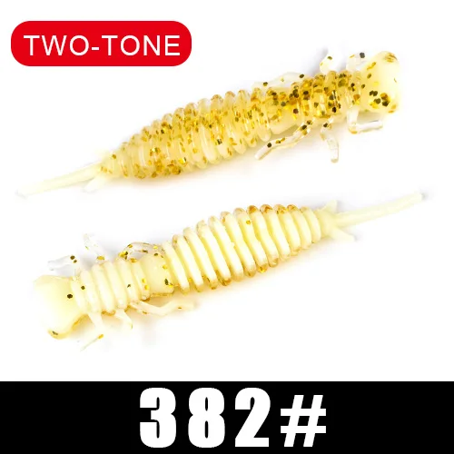 FISH KING Larva мягкие приманки 50 мм 76 мм 89 мм Искусственные приманки рыболовный червь силиконовые Гольян бас Щука Swimbait джигггинг пластиковые приманки - Цвет: 382