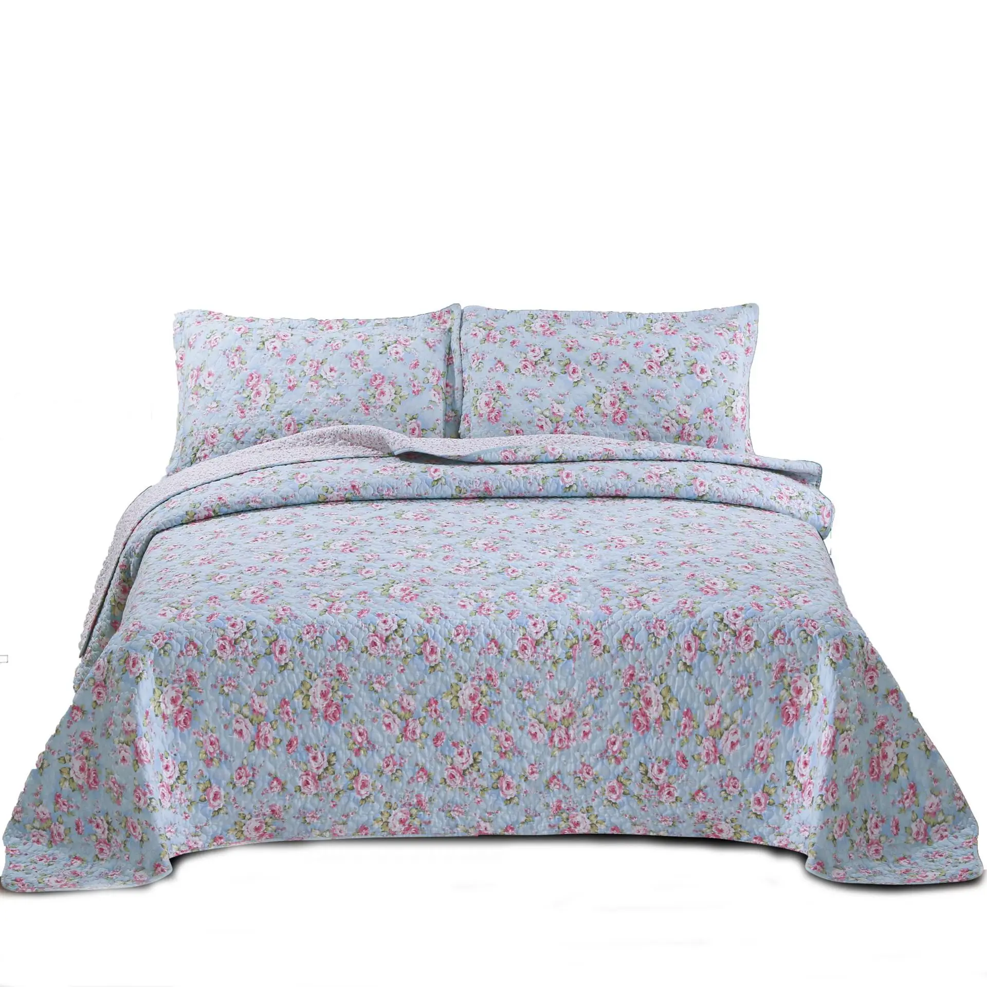 

3PCS Washable Bedspread Cotton Air Conditioning Quilt Small Floral Cotton Quilted Quilt Thick Bed Cover King Queen Size Coverlet