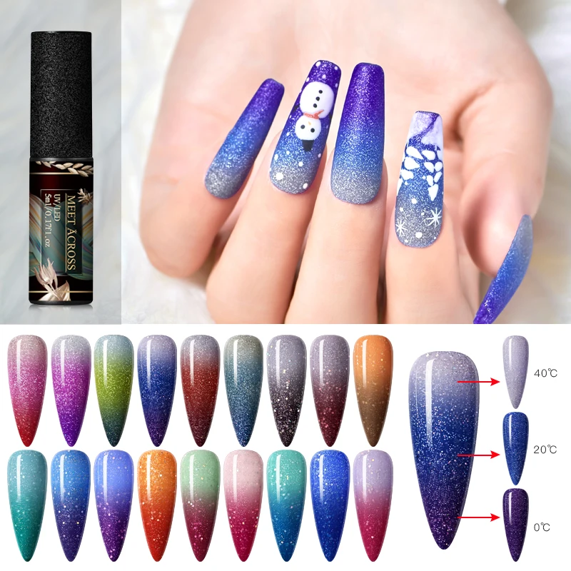 Радужный термальный Гель лак для ногтей меняющий температуру голографический