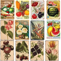 fruits vegetables flowers retro tin signs plants metal signs garden supermarket life home kitchen decoration wall art plaques