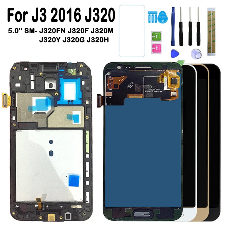 SM-J320FN/M/F/H/DS для samsung Galaxy J3 J320 ЖК-дисплей сенсорный экран Регулируемая рамка Корпус J320F J320FN J320H J320M