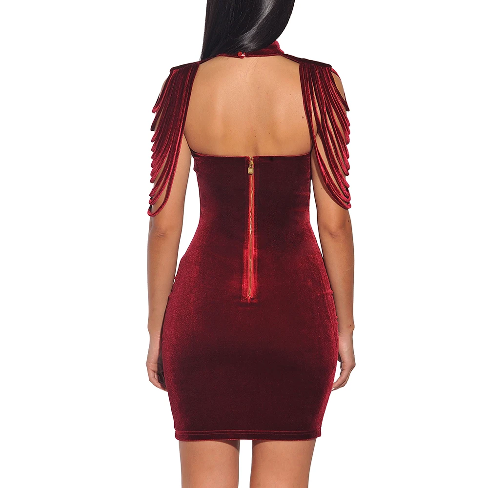 

Fyrneh Women Summer Sleeveless Dress Elegant Blackless Strapless Velvet Bodycon Party Sexy Dresses